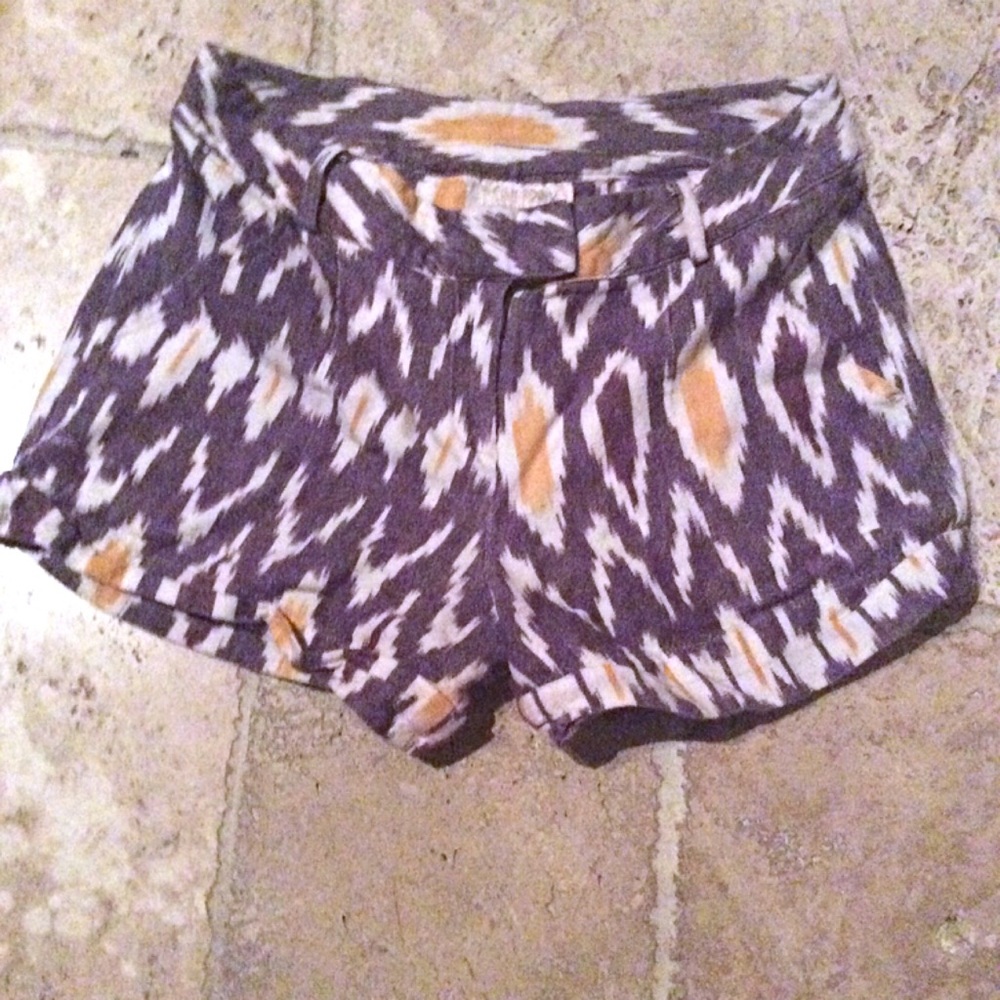 Free People Sincerely Mary Purple Ikat Cotton Shorts